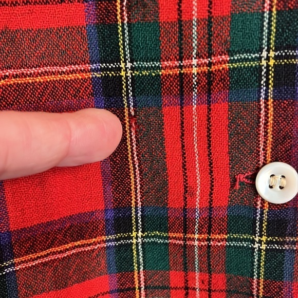 1960s Game and Lake Red Loop Button Up Shirt Buffalo Plaid 100% Wool - Picture 6 of 17